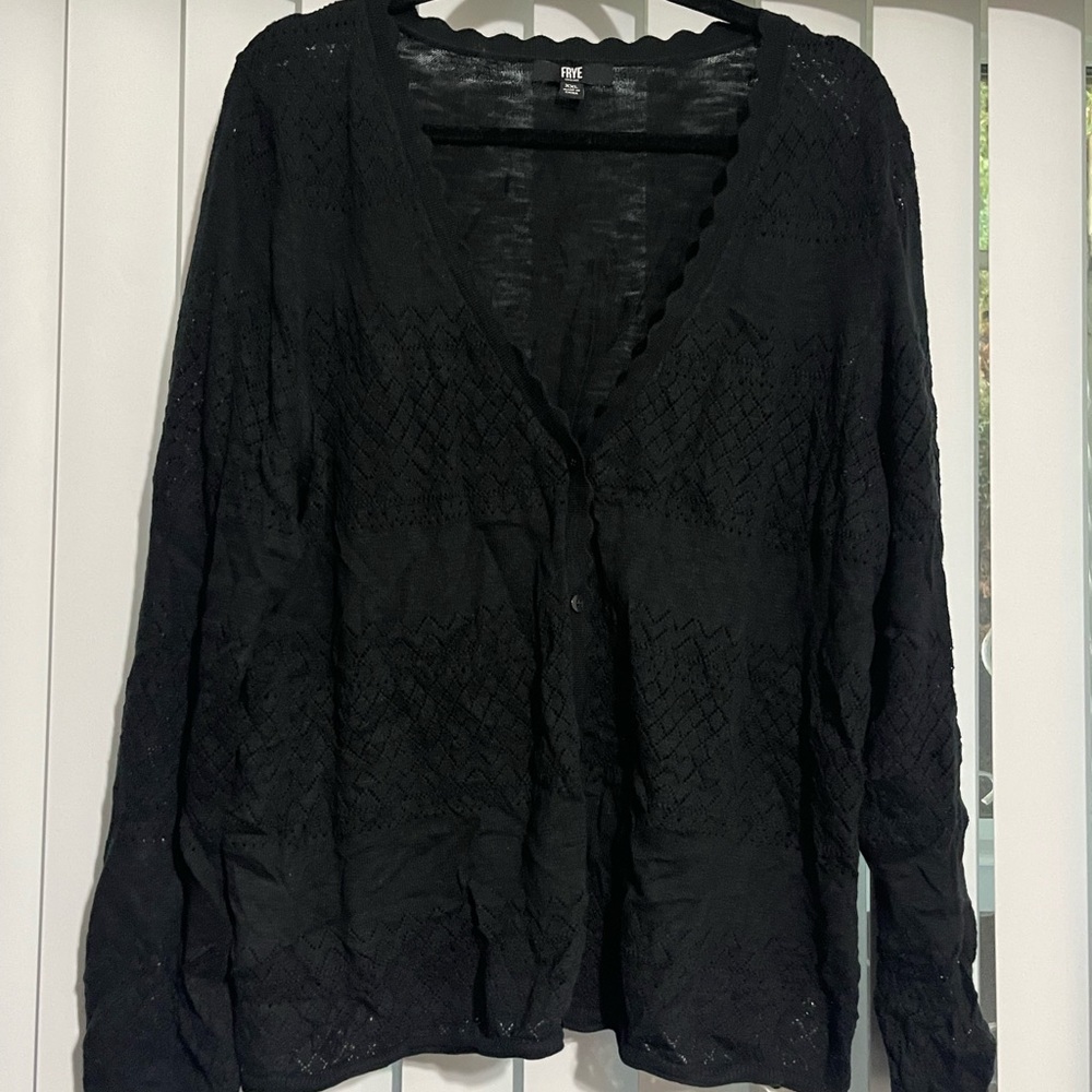 Frye Black Button Down Lace Shirt